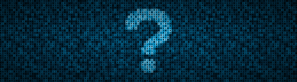 A graphic of codes forming a question mark