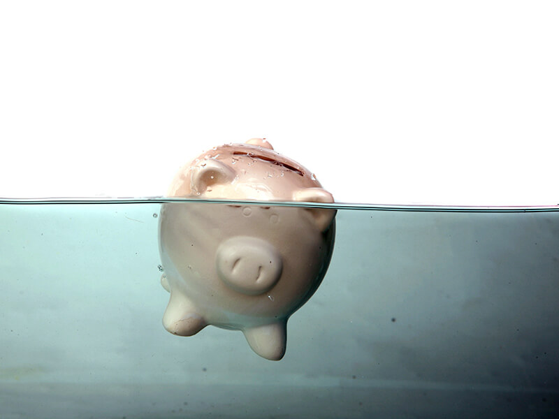 piggy bank floating in water