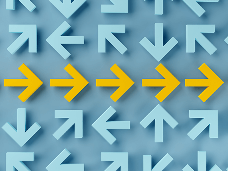 Arrows pointing in the right direction.